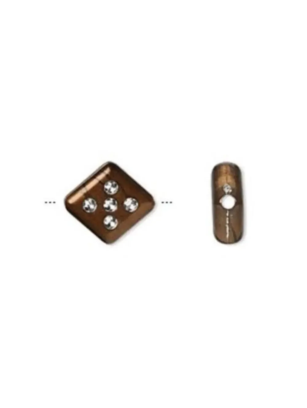 Vintage Diamond Dice Acrylic Beads Brown Silver Dots Retro Shabby Chic 20 pcs